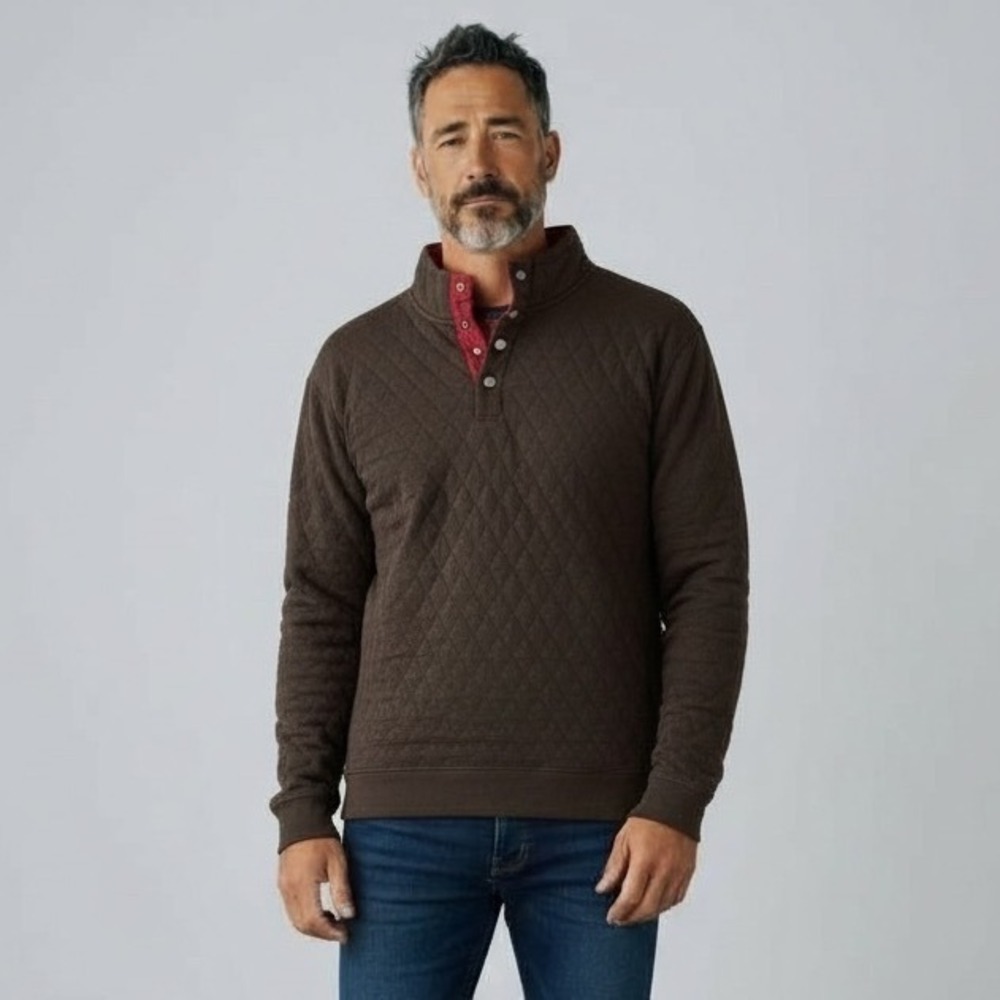 FX/Fusion Quilted Pullover‎ Men's XXL Brown Snap Closure NWT